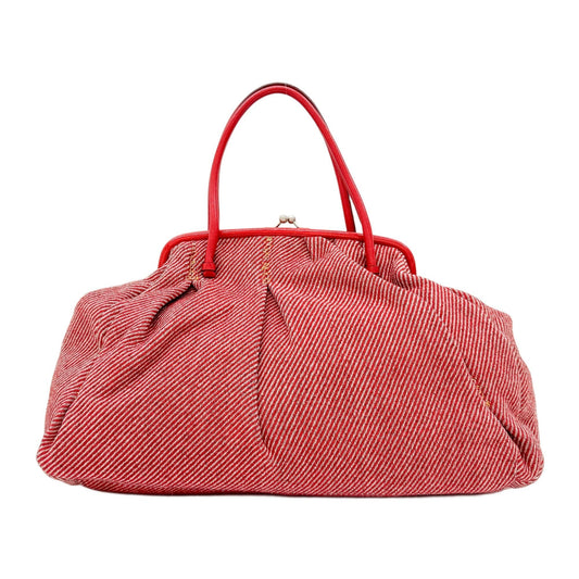 Red and White Striped Canvas Two Way Bag