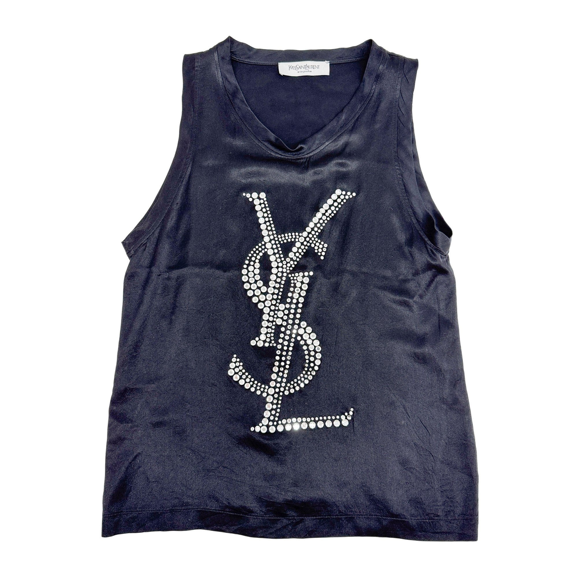 One Size Black Silk Tank Top