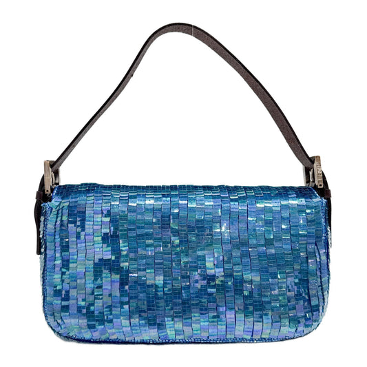 Baguette Blue Sequin Shoulder Bag