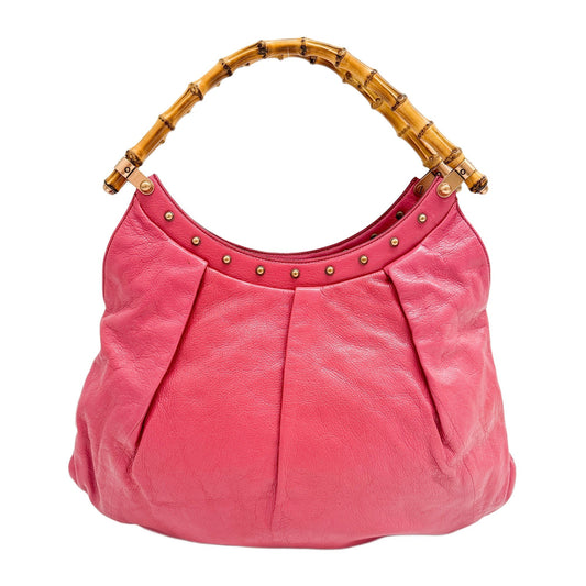 Bamboo Pink Leather Shoulder Bag
