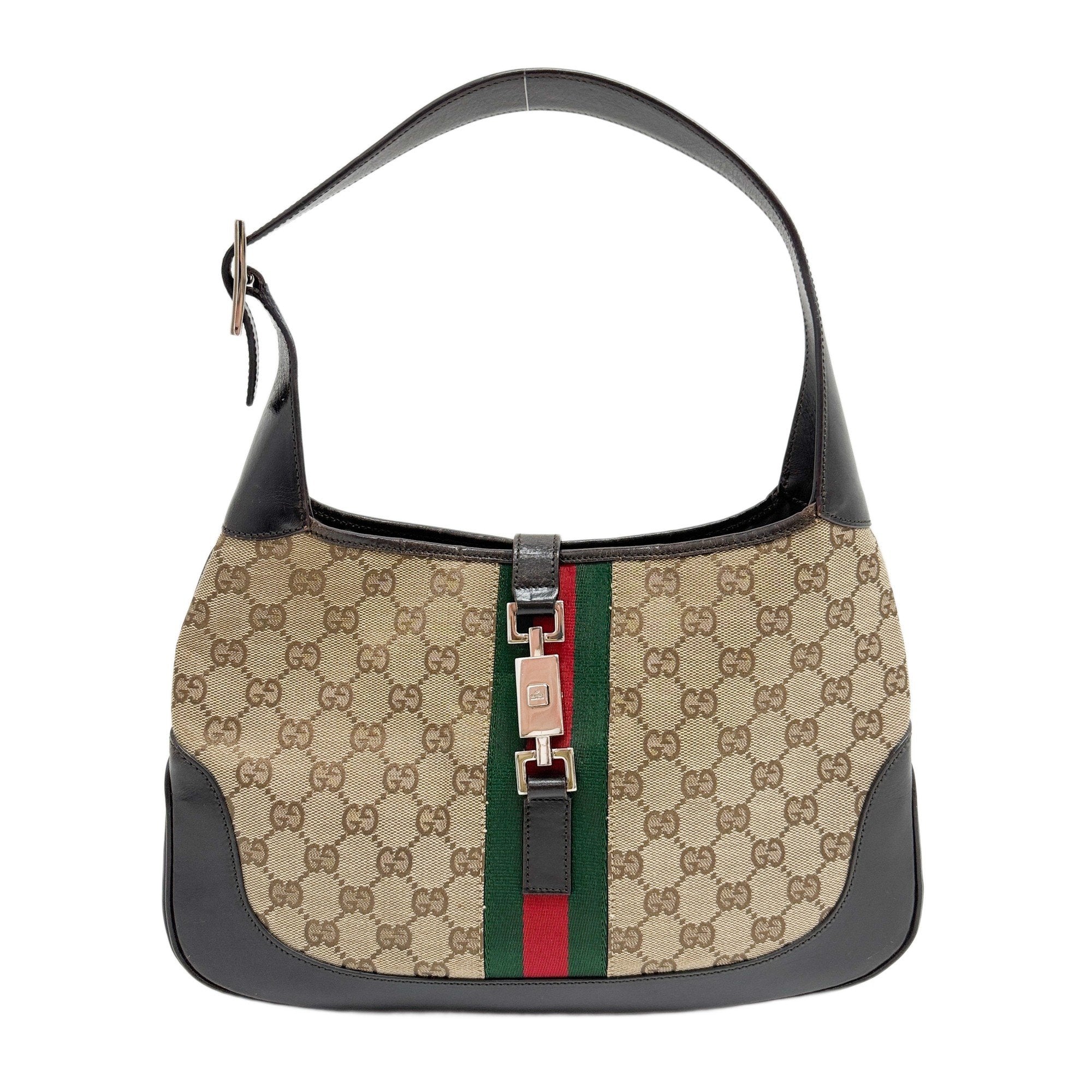 Jackie Ophidia Brown GG Canvas Shoulder Bag