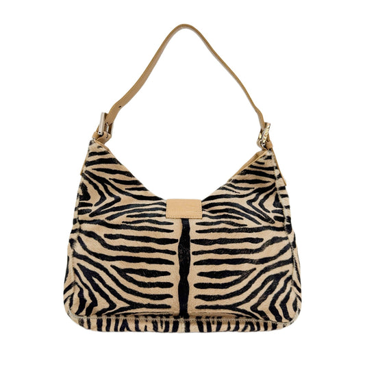 Brown Zebra Print Pony Hair Shoulder Bag
