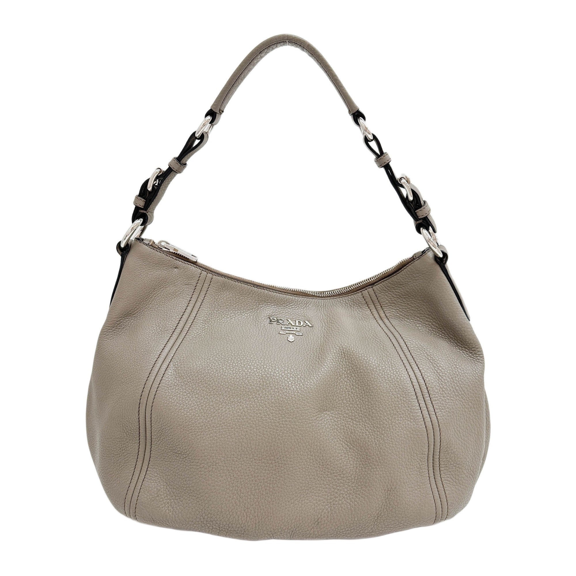 Gray Leather Shoulder Bag