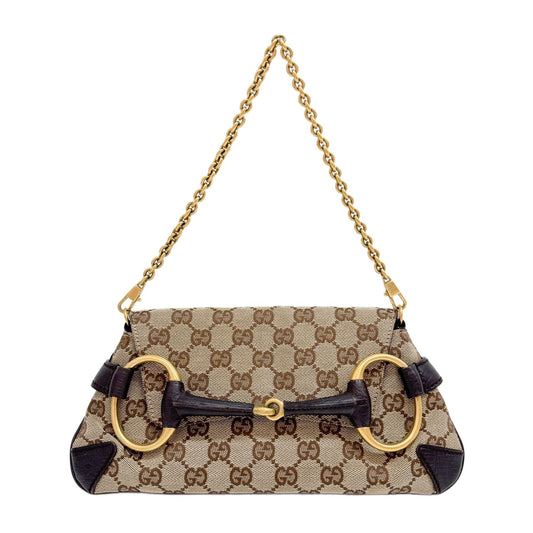 Horsebit Brown GG Canvas Shoulder Bag