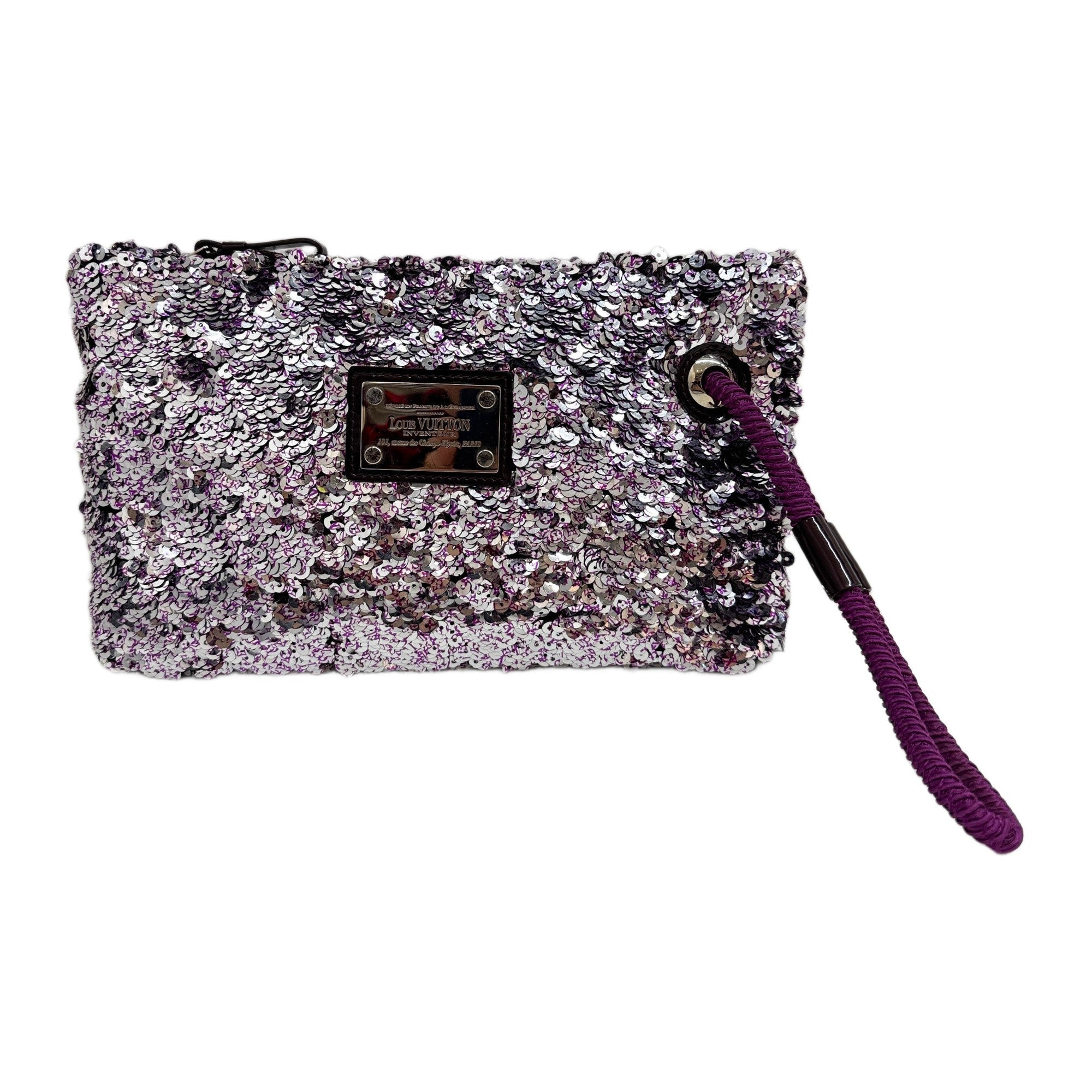 Rococo Pochette Violet & Silver Sequin Clutch Bag