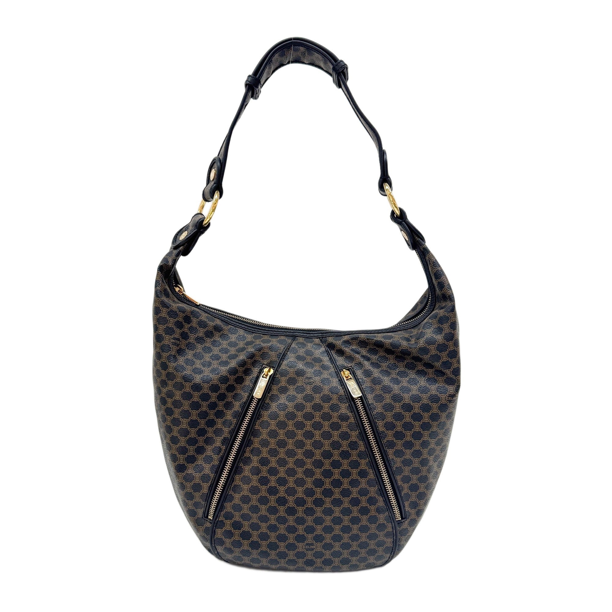 Black Macadam Leather Hobo Bag