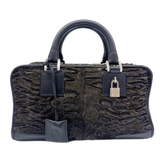 Amazona Brown Fur Hand Bag