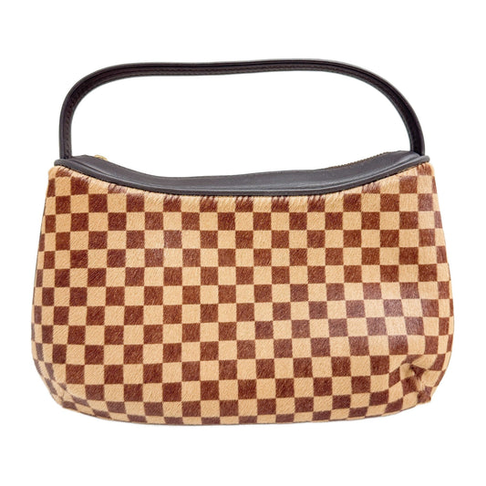 Tiger Sauvage Brown Damier Pony Hair Shoulder Bag