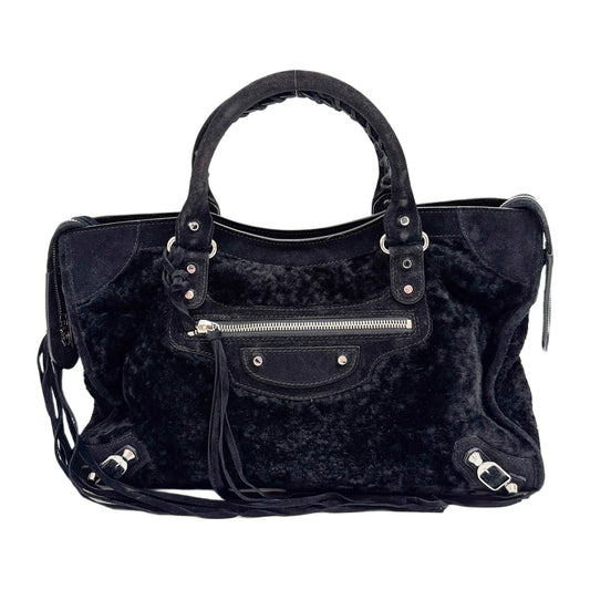 The City Black Fur Two Way Bag