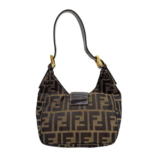 Mini Square Brown Zucca Canvas Shoulder Bag