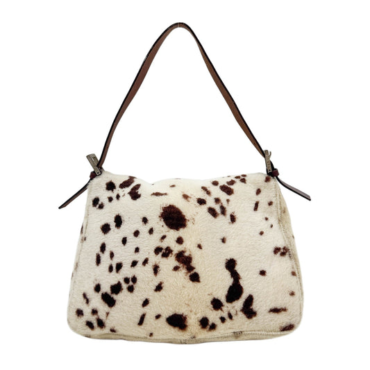 Mamma Baguette Brown & White Dalmation Print Fur Shoulder Bag