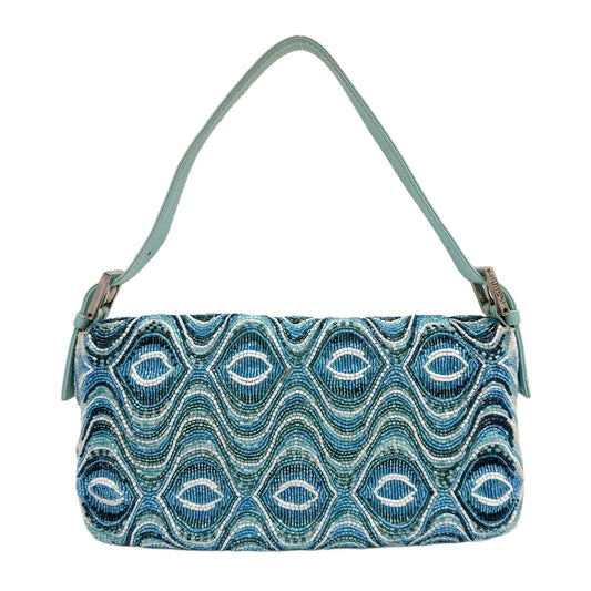 Baguette Blue Beaded Shoulder Bag