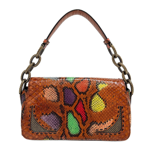 Triangle Multicolor Python Embossed Leather Shoulder Bag
