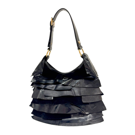 Saint Tropez Black Leather & Suede Shoulder Bag