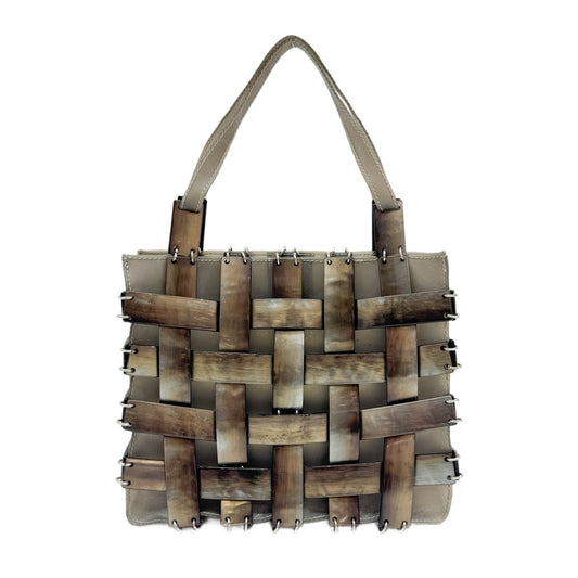 Intrecciato Gray Mother of Pearl Plastic Hand Bag