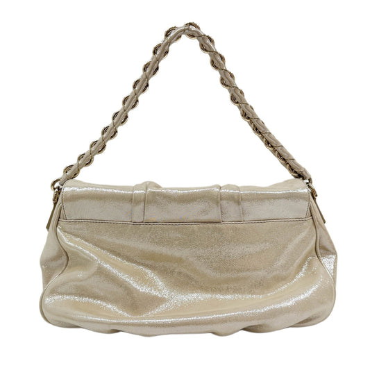 Mia Flap Metalic Beige Leather Shoulder Bag
