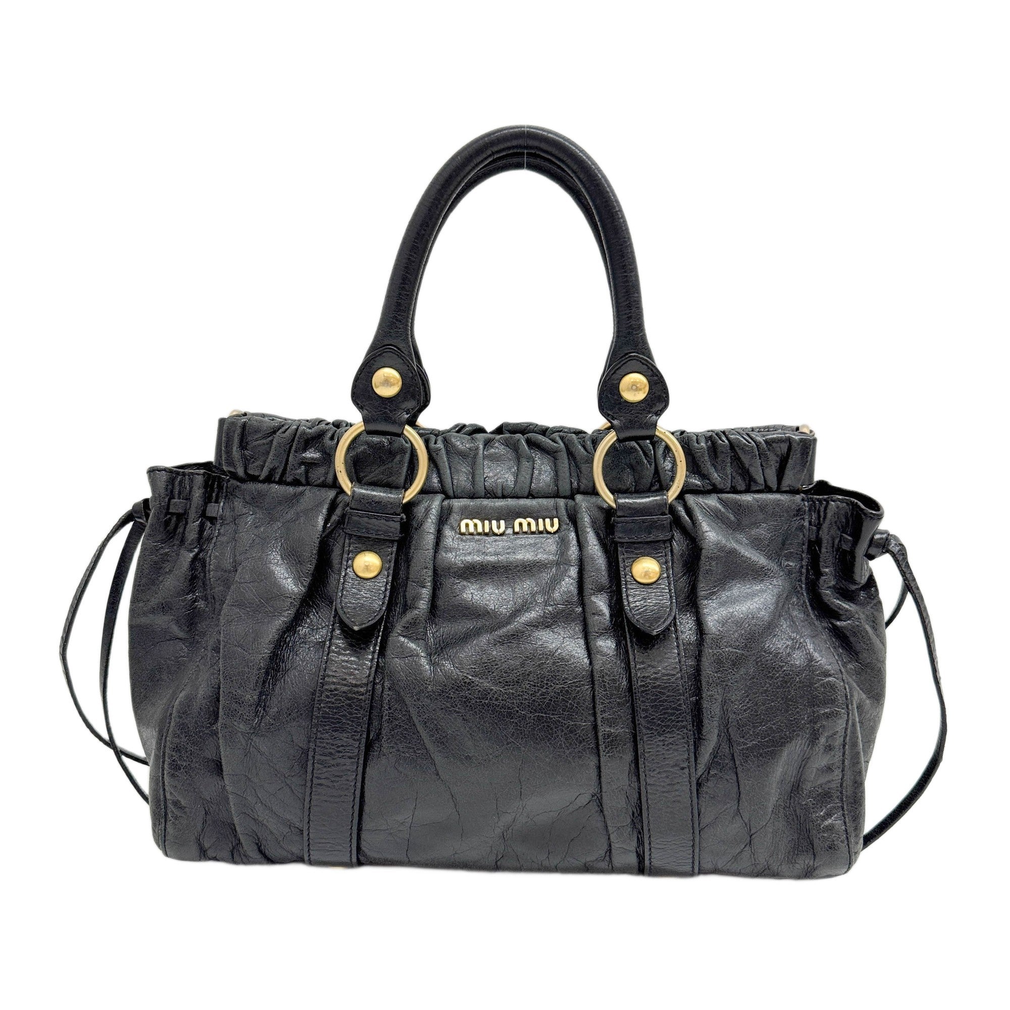 Vitello Black Leather Two Way Bag