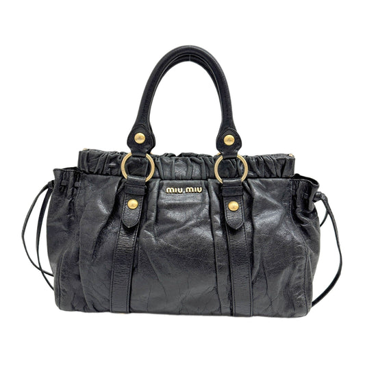 Vitello Black Leather Two Way Bag