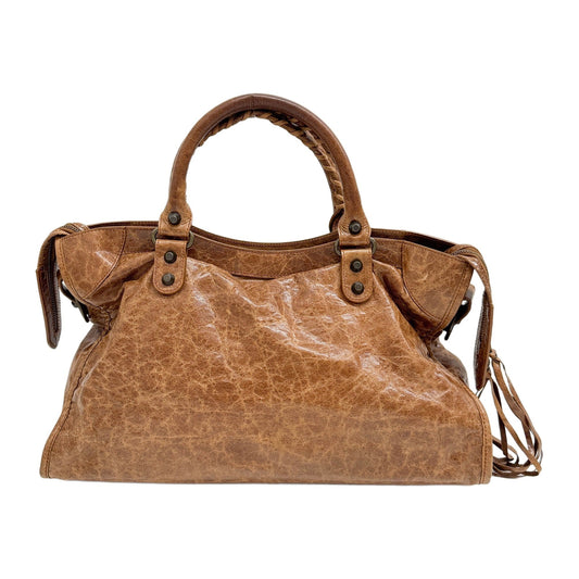 The City Brown Leather Two Way Bag