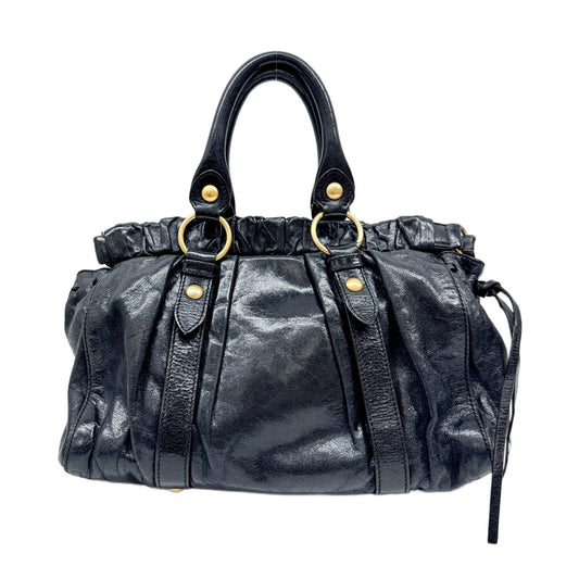 Vitello Black Leather Two Way Bag