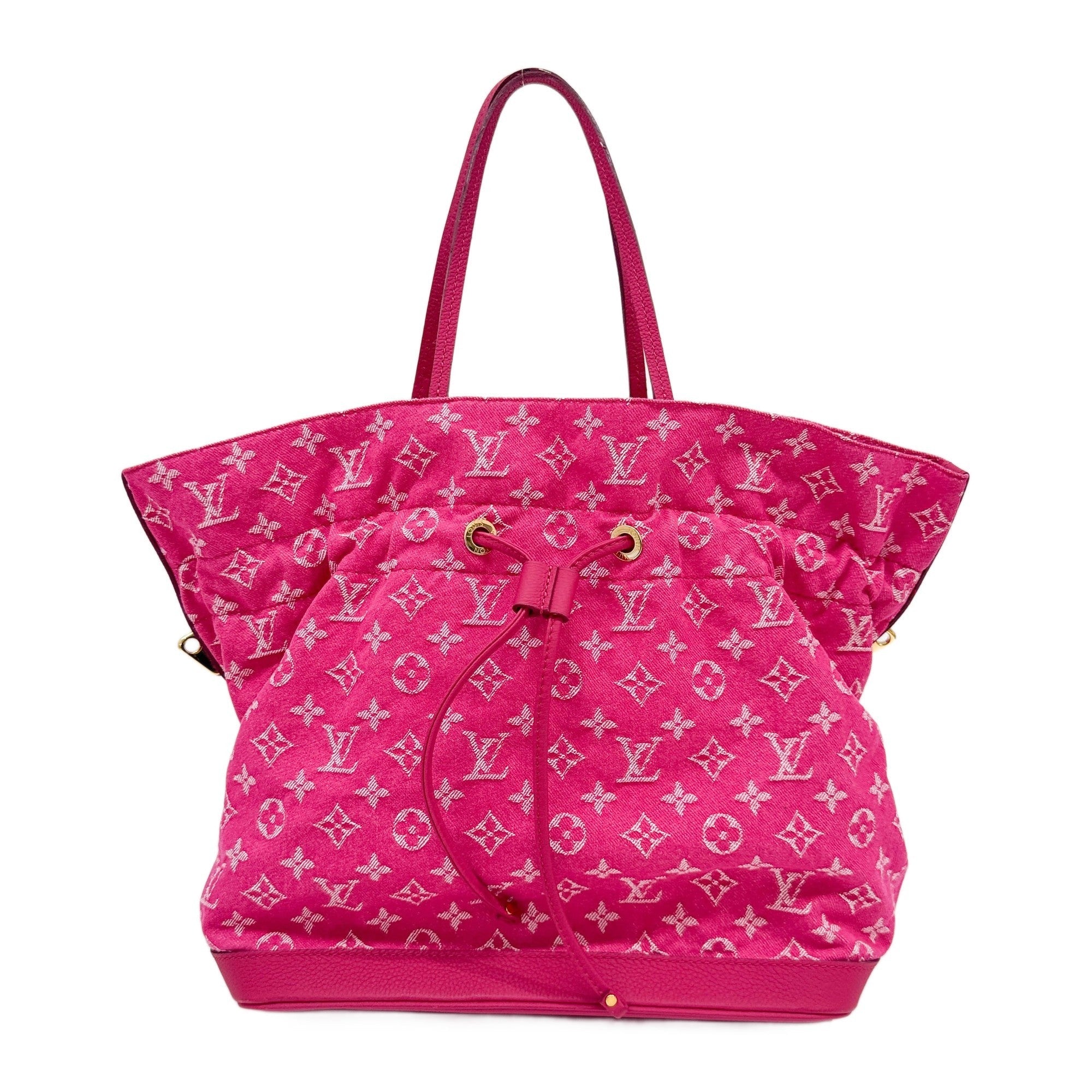 Noefull Hot Pink Monogram Denim Tote Bag