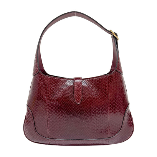Jackie Burgundy Python Leather Shoulder Bag