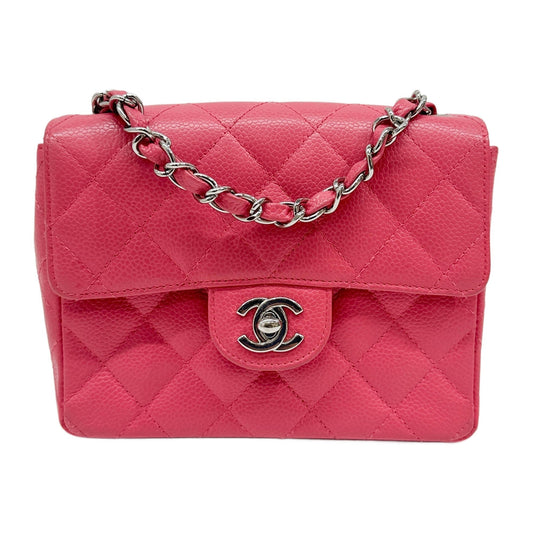Mini Square Classic Flap 2005-2006 Matelasse Pink Leather Shoulder Bag
