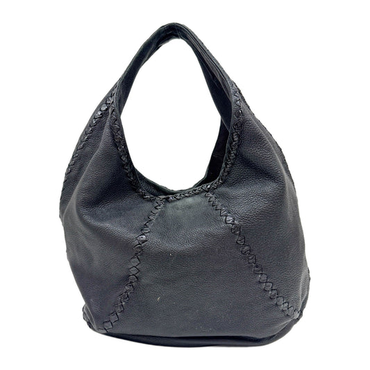 Baseball Cervo Black Leather Hobo Bag
