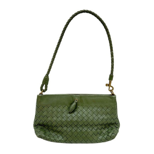 Intrecciato Green Leather Shoulder Bag