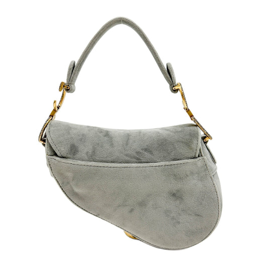 Mini Saddle Gray Velvet Shoulder Bag