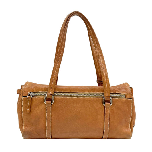 Sound Lock Brown Leather Shoulder Bag