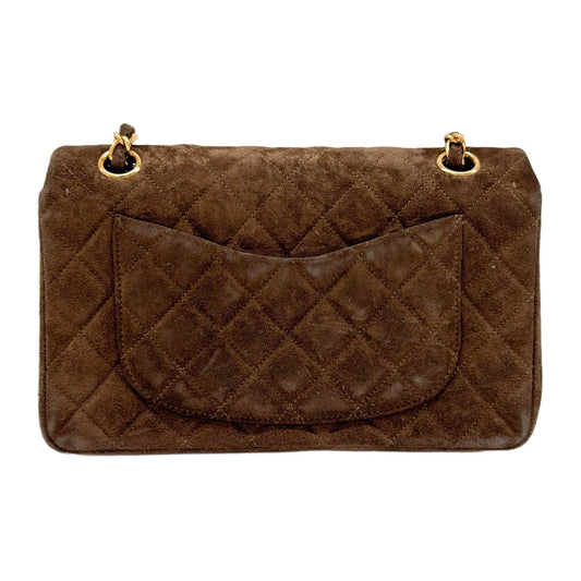 Classic Double Flap Metalasse Brown Suede Shoulder Bag