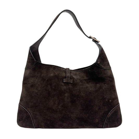 Jackie Dark Brown Suede Shoulder Bag