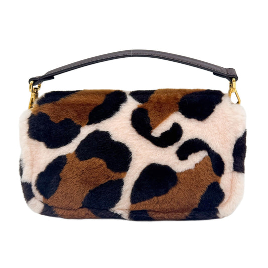 Baguette Brown & Pink Animal Print Fur Two Way Bag