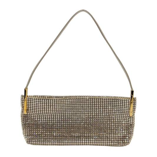 White & Gold Rhinestone Shoulder Bag
