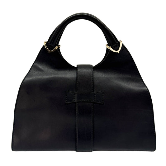 Stirrup Black Leather Hand Bag