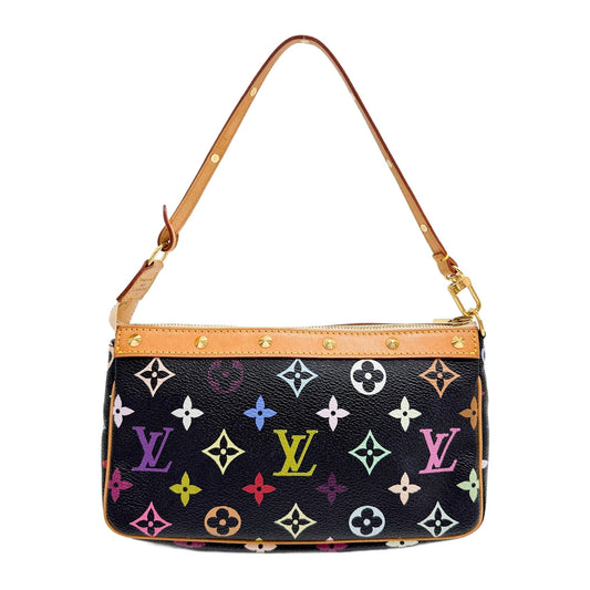 LV x Takashi Murakami Pochette Accessoire Black Monogram Canvas Hand Bag