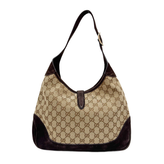 Jackie Cherry Line Brown GG Canvas Shoulder Bag