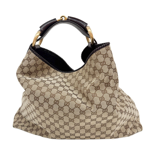 Horsebit Brown GG Canvas Shoulder Bag