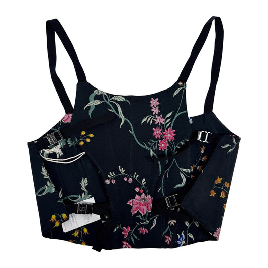 Size 36 EU Floral Embroidered Black Polyester Bustier