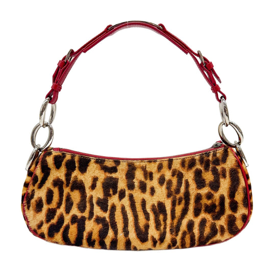 Brown Leopard Print Pony Hair Shoulder Bag