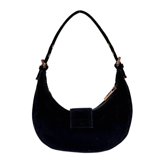Croissant Black Corduroy Shoulder Bag