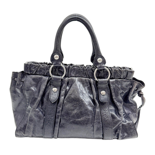 Vitello Black Leather Two Way Bag