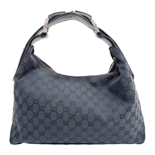 Horsebit Black GG Canvas Shoulder Bag