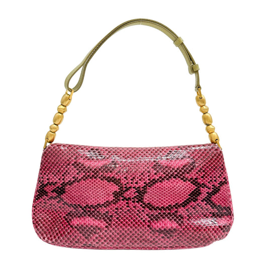 Malice Pearl Pink Pony Hair & Python Embossed Leather Shoulder Bag
