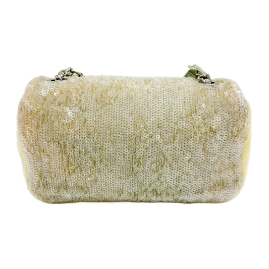 Mini Classic Flap Waterfall Green Sequin Shoulder Bag