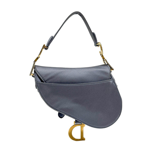 Mini Saddle Dusty Blue Satin Shoulder Bag