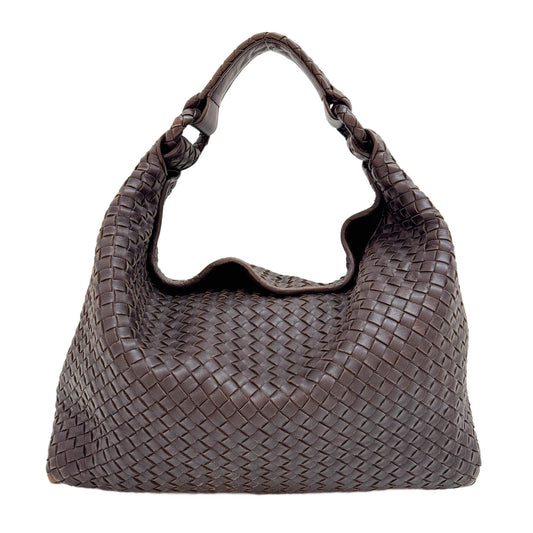 Intrecciato Brown Leather Shoulder Bag