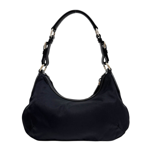 Mechanic Bear Applique Black Nylon Shoulder Bag