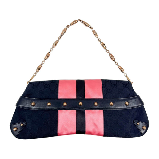 Horsebit Black GG Canvas Shoulder Bag